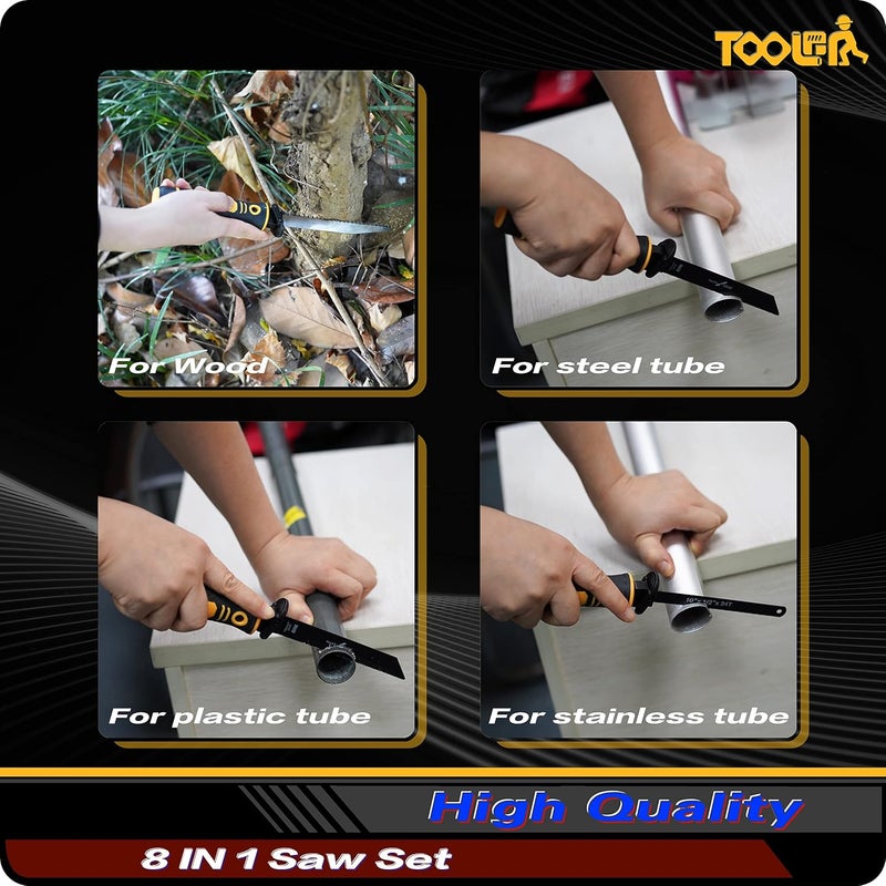 TOOLAN 8-In-1 Multi Blades Hand Saw, Drywall Cutter. Hacksaw. Long Blade Hand Saw, Jab Saw, For Cutting Drywall, Sheetrock, Wood, Metel, Plastic, Plywood. Blade Quick Change Mechanism. - Image 3